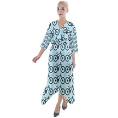 Mountain Bike - Mtb - Hardtail And Dirt Jump Quarter Sleeve Wrap Front Maxi Dress