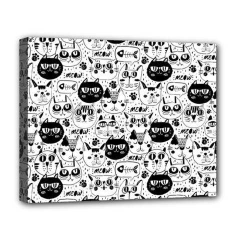 Cute Cat Faces Pattern Deluxe Canvas 20  X 16  (stretched) by TastefulDesigns