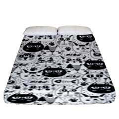 Cute Cat Faces Pattern Fitted Sheet (king Size) by TastefulDesigns