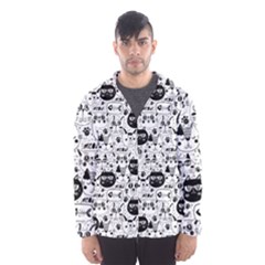 Cute Cat Faces Pattern Men s Hooded Windbreaker by TastefulDesigns