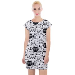 Cute Cat Faces Pattern Cap Sleeve Bodycon Dress by TastefulDesigns