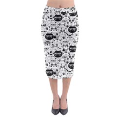 Cute Cat Faces Pattern Midi Pencil Skirt by TastefulDesigns