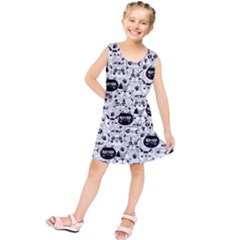 Cute Cat Faces Pattern Kids  Tunic Dress by TastefulDesigns