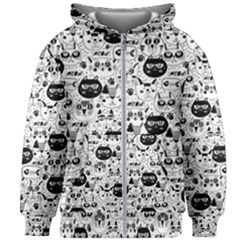 Cute Cat Faces Pattern Kids  Zipper Hoodie Without Drawstring by TastefulDesigns