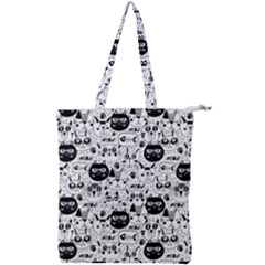 Cute Cat Faces Pattern Double Zip Up Tote Bag by TastefulDesigns