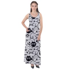 Cute Cat Faces Pattern Sleeveless Velour Maxi Dress by TastefulDesigns