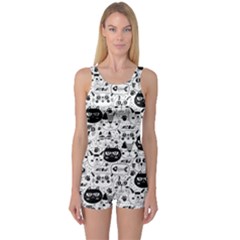 Cute Cat Faces Pattern One Piece Boyleg Swimsuit by TastefulDesigns