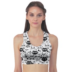 Cute Cat Faces Pattern Sports Bra by TastefulDesigns