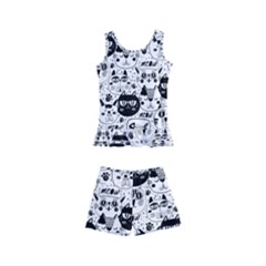 Cute Cat Faces Pattern Kids  Boyleg Swimsuit by TastefulDesigns