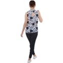 Cute Cat Faces Pattern Mock Neck Chiffon Sleeveless Top View2