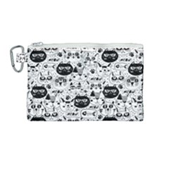 Cute Cat Faces Pattern Canvas Cosmetic Bag (medium) by TastefulDesigns