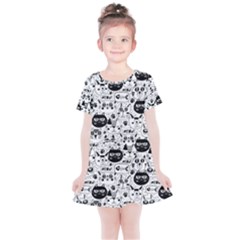 Cute Cat Faces Pattern Kids  Simple Cotton Dress by TastefulDesigns