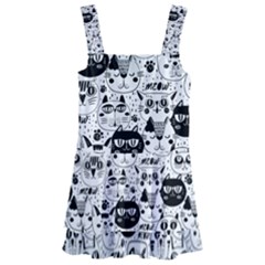 Cute Cat Faces Pattern Kids  Layered Skirt Swimsuit by TastefulDesigns