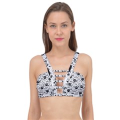 Cute Cat Faces Pattern Cage Up Bikini Top by TastefulDesigns