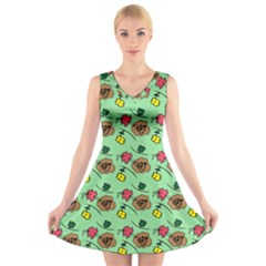 Lady Bug Fart - Nature And Insects V-neck Sleeveless Dress by DinzDas