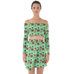 Lady Bug Fart - Nature And Insects Off Shoulder Top With Skirt Set by DinzDas