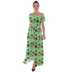 Lady Bug Fart - Nature And Insects Off Shoulder Open Front Chiffon Dress by DinzDas