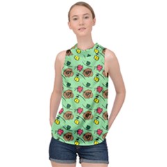 Lady Bug Fart - Nature And Insects High Neck Satin Top by DinzDas