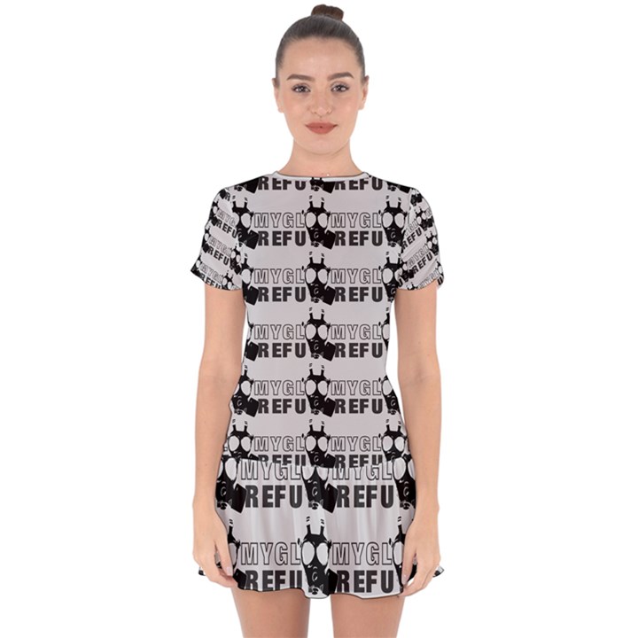 Gloomy Future  - Gas Mask And Pandemic Threat - Corona Times Drop Hem Mini Chiffon Dress