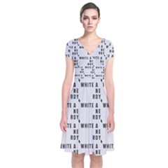 White And Nerdy - Computer Nerds And Geeks Short Sleeve Front Wrap Dress by DinzDas