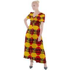 Japan Nippon Style - Japan Sun Button Up Short Sleeve Maxi Dress by DinzDas