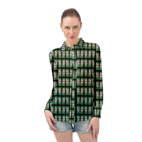 Beverage Cans - Beer Lemonade Drink Long Sleeve Chiffon Shirt by DinzDas