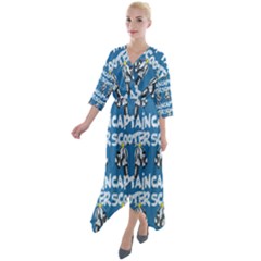 Scooter Captain - Moped And Scooter Riding Quarter Sleeve Wrap Front Maxi Dress by DinzDas