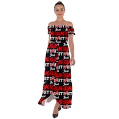 Just Killing It - Silly Toilet Stool Rocket Man Off Shoulder Open Front Chiffon Dress by DinzDas