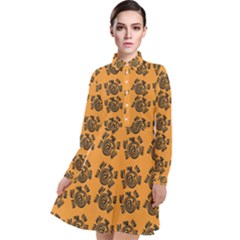 Inka Cultur Animal - Animals And Occult Religion Long Sleeve Chiffon Shirt Dress by DinzDas