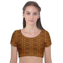 Inka Cultur Animal - Animals And Occult Religion Velvet Short Sleeve Crop Top  by DinzDas