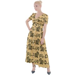 Inka Cultur Animal - Animals And Occult Religion Button Up Short Sleeve Maxi Dress