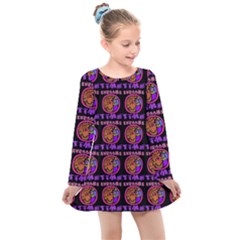 Inka Cultur Animal - Animals And Occult Religion Kids  Long Sleeve Dress by DinzDas