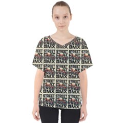 Bmx And Street Style - Urban Cycling Culture V-neck Dolman Drape Top by DinzDas