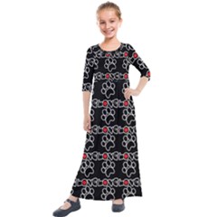 Pet Love - Dogs, Cats And All Pets Lover Kids  Quarter Sleeve Maxi Dress by DinzDas