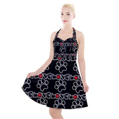 Pet Love - Dogs, Cats And All Pets Lover Halter Party Swing Dress  by DinzDas