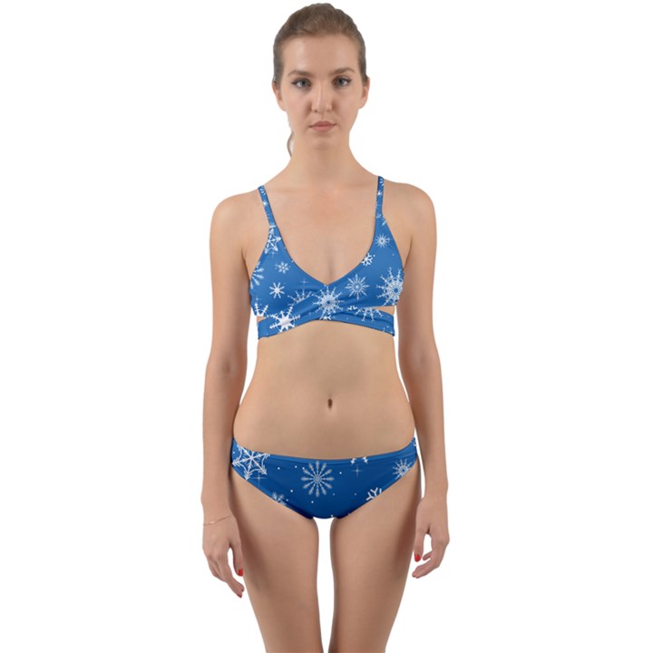 Winter Time And Snow Chaos Wrap Around Bikini Set