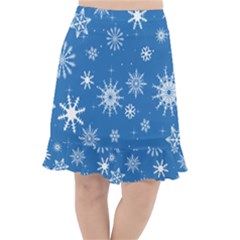 Winter Time And Snow Chaos Fishtail Chiffon Skirt by DinzDas