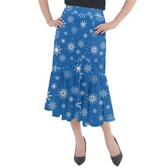 Winter Time And Snow Chaos Midi Mermaid Skirt by DinzDas