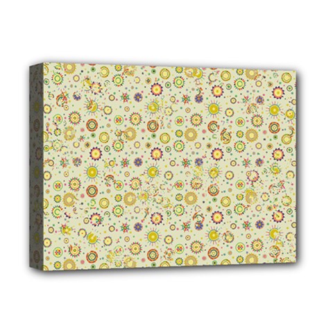 Abstract Flowers And Circle Deluxe Canvas 16  X 12  (stretched)  by DinzDas