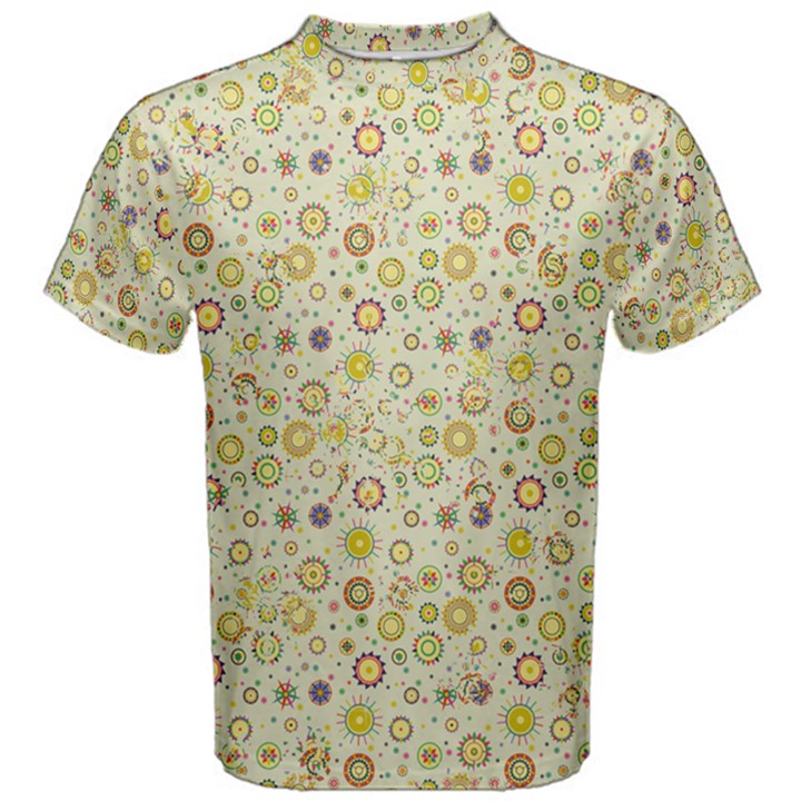 Abstract Flowers And Circle Men s Cotton Tee