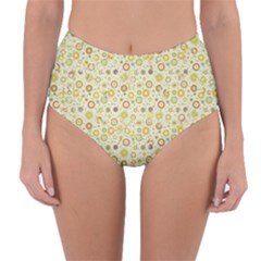 Abstract Flowers And Circle Reversible High-waist Bikini Bottoms by DinzDas