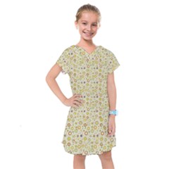 Abstract Flowers And Circle Kids  Drop Waist Dress