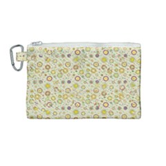 Abstract Flowers And Circle Canvas Cosmetic Bag (medium) by DinzDas