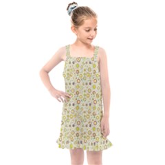 Abstract Flowers And Circle Kids  Overall Dress by DinzDas