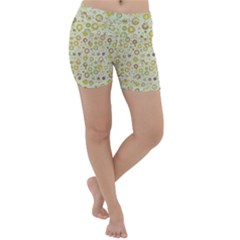 Abstract Flowers And Circle Lightweight Velour Yoga Shorts by DinzDas