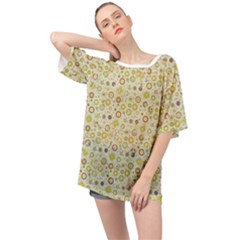 Abstract Flowers And Circle Oversized Chiffon Top by DinzDas