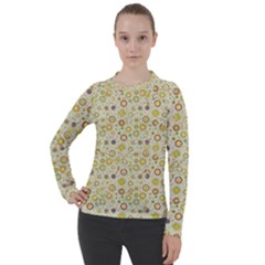 Abstract Flowers And Circle Women s Pique Long Sleeve Tee