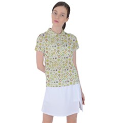 Abstract Flowers And Circle Women s Polo Tee