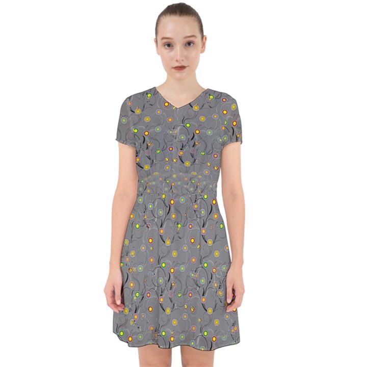 Abstract Flowers And Circle Adorable in Chiffon Dress