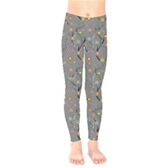 Abstract Flowers And Circle Kids  Leggings by DinzDas